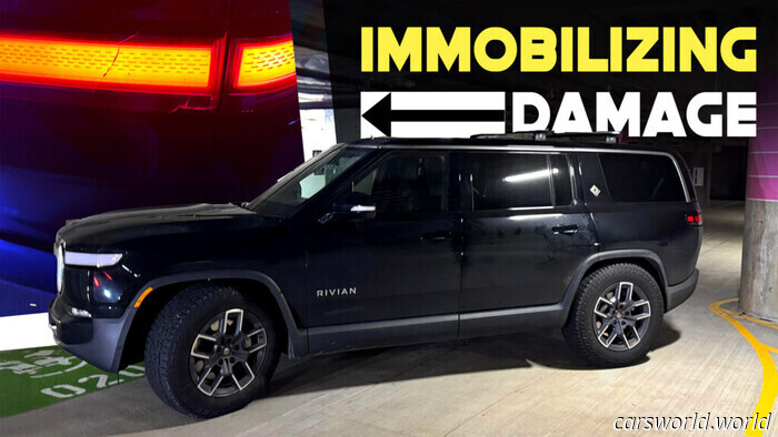 Rivian R1S Becomes Inoperable Following Minor Collision in Parking Garage | Carscoops